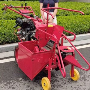 Red Walk-Behind Mini Tractor Harvester
